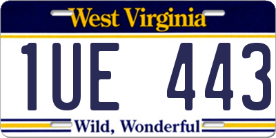 WV license plate 1UE443