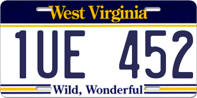 WV license plate 1UE452