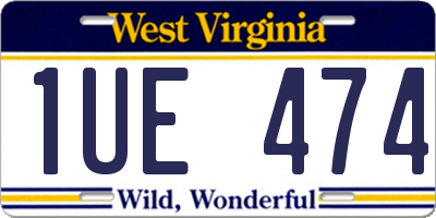 WV license plate 1UE474