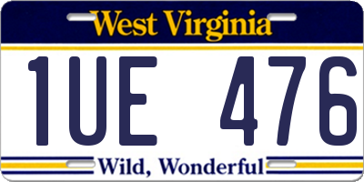 WV license plate 1UE476