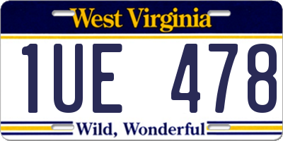 WV license plate 1UE478