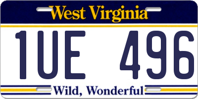 WV license plate 1UE496