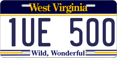 WV license plate 1UE500