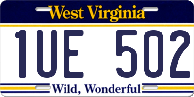 WV license plate 1UE502