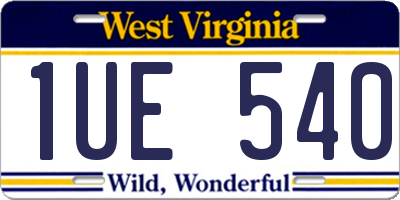 WV license plate 1UE540