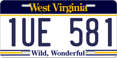 WV license plate 1UE581