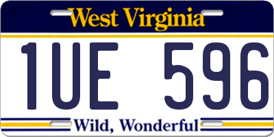 WV license plate 1UE596