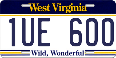 WV license plate 1UE600