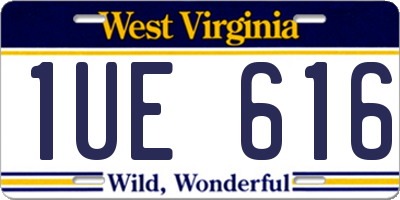 WV license plate 1UE616