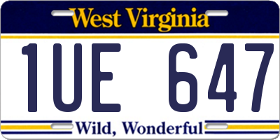 WV license plate 1UE647