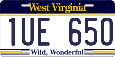 WV license plate 1UE650