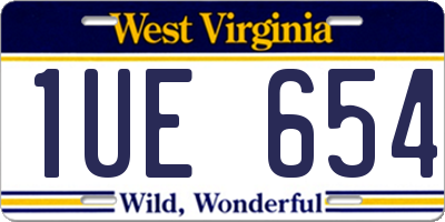 WV license plate 1UE654