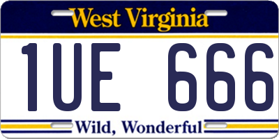 WV license plate 1UE666