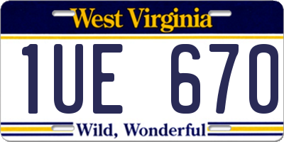 WV license plate 1UE670