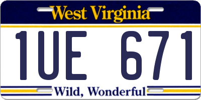 WV license plate 1UE671
