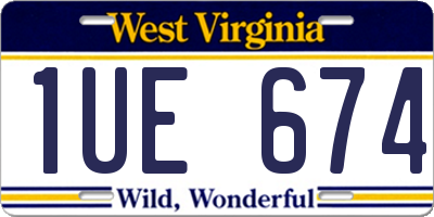 WV license plate 1UE674