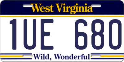 WV license plate 1UE680