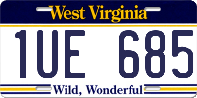 WV license plate 1UE685