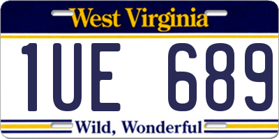 WV license plate 1UE689