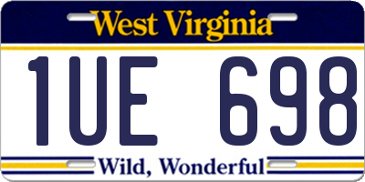 WV license plate 1UE698