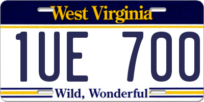 WV license plate 1UE700