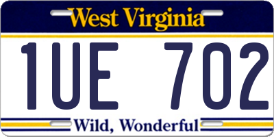 WV license plate 1UE702