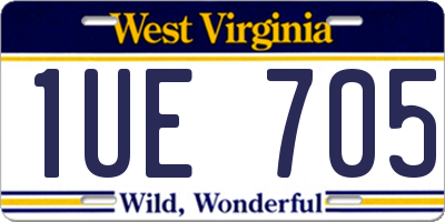 WV license plate 1UE705