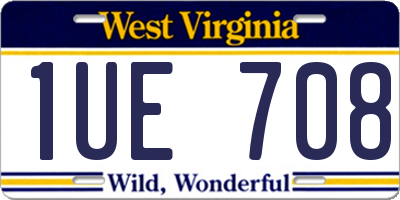 WV license plate 1UE708