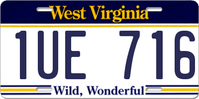 WV license plate 1UE716