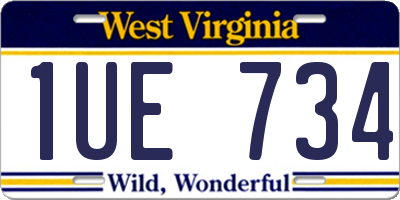 WV license plate 1UE734