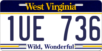 WV license plate 1UE736
