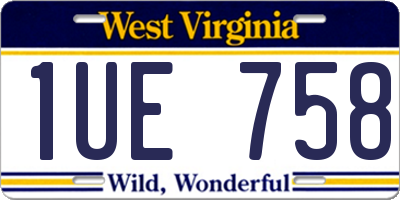 WV license plate 1UE758