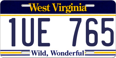 WV license plate 1UE765