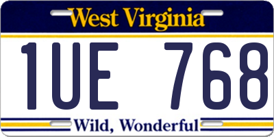 WV license plate 1UE768