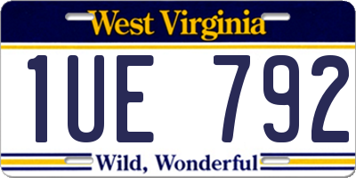 WV license plate 1UE792