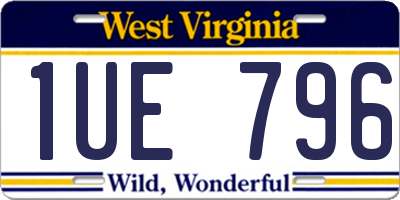 WV license plate 1UE796