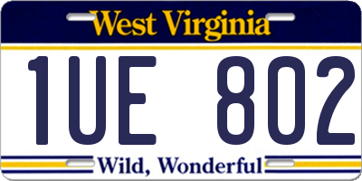 WV license plate 1UE802
