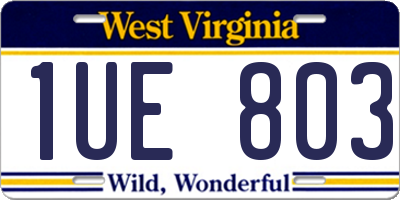 WV license plate 1UE803