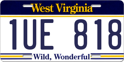 WV license plate 1UE818