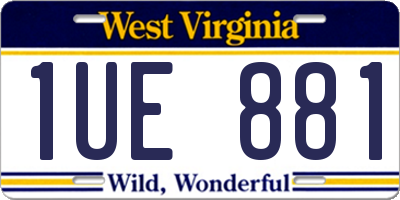 WV license plate 1UE881