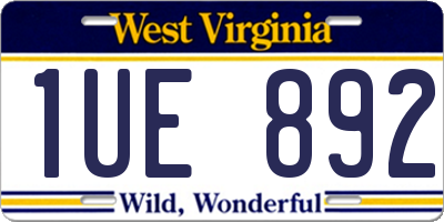 WV license plate 1UE892