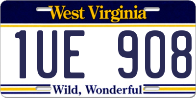 WV license plate 1UE908