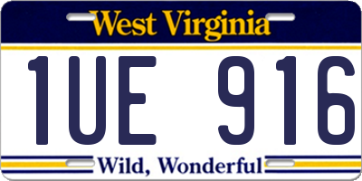 WV license plate 1UE916