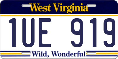 WV license plate 1UE919