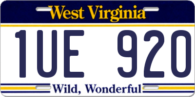 WV license plate 1UE920