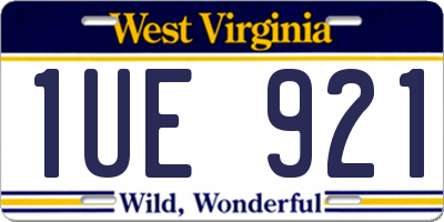 WV license plate 1UE921