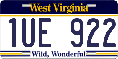 WV license plate 1UE922