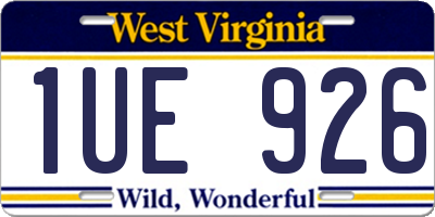 WV license plate 1UE926