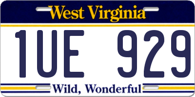 WV license plate 1UE929