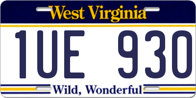 WV license plate 1UE930